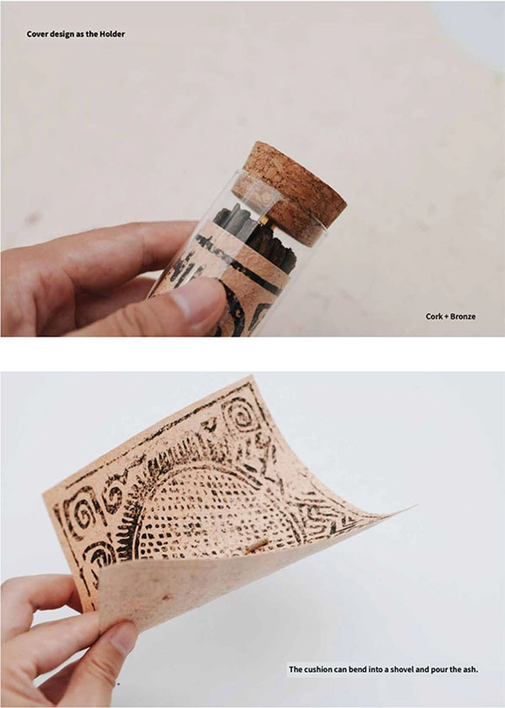 Step-by-step guide on how to light and place SUPERTIBET Traveler Tibetan incense using the wooden stand.