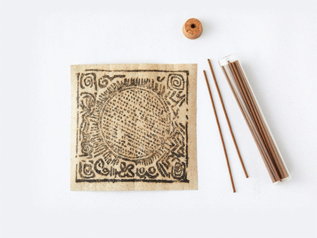 Complete SUPERTIBET Traveler Incense kit with woodblock-printed Gyama on Rangtang handmade paper, glass tube, and 30+ herb incense.